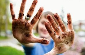 The dirty hands are the cause of the elmintic invasion